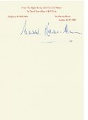 Sir David Rowe-Ham GBE D.Litt Lord Mayor of London 1986-87, signature on Lord Mayor headed paper.