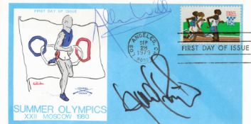 Olympics Alan Wells and Linford Christie signed Summer Olympics XXII Moscow 1980 FDC PM Los