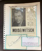 Music Benno Moiskiwitsch autograph album page set on descriptive A4 page with corner mounts and 1947