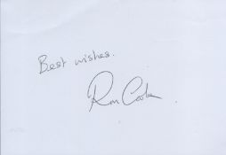 Ron Cook signed 6x4inch white card. Good condition. All autographs are genuine hand signed and