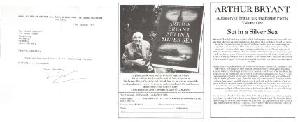 Sir Arthur Bryant TLS dated 11th October 1982, includes a black & white advertisement for his
