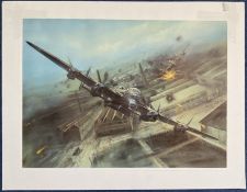 WW2. Artist Chris Stothard colour print titled The Augsburg Raid. Unsigned. Limited edition 300 of