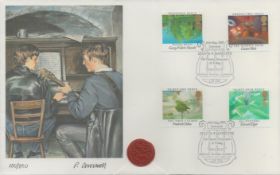 P. Cornwell FDC Wax seal. Four stamps plus double post marks dated 14th May 1985 Lennon & McCartney.