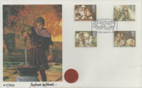Barbara Lofthouse Fine Arts Official FDC 1985 Arthurian Legend, Wax Seal. Four stamps plus single