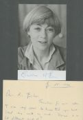 Geraldine McEwan signed black & white photo 5.5x3.5 Inch plus Thank you card dated Jan 17th, 1990.