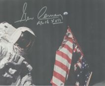 Space. NASA. Apollo 14 Gene Cernan Signed 10 x 8 inch colour in space photo. Signed in silver ink.