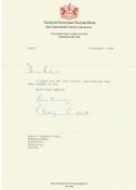 Sir Christopher Collett GBE MA DSc TLS on Lord Mayor headed paper dated 13th October 1989, also