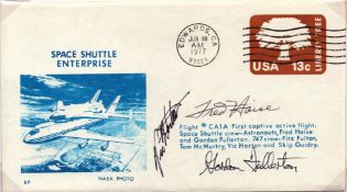 Fred Haise, Gordon Fullerton and one other signed Space Shuttle Enterprise cover. From single vendor