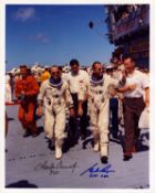 Charles Conrad JR and Gordon Cooper JR signed 10x8 inch colour photo pictured in Space suit. From