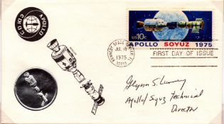 Glynn Lunney signed Apollo Soyuz 1975 FDC. Kennedy space centre postmark. From single vendor Space