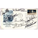 Astronaut multi signed United States Space Accomplishments FDI 7 hand signed autographs and 1 auto