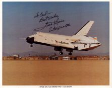 Fred Haise signed 10x8inch colour photo of Space Shuttle Orbiter first touchdown. Dedicated. From