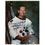 Charles M Duke JR signed NASA original 10x8 inch colour photo pictured in white suit inscribed To