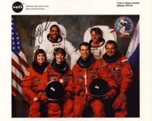 STS-63 crew signed 10x8inch colour NASA photo. Signed by Harris, Foale, Voss, Collins, Wetherbee and
