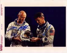Thomas P Stafford and Wally Schirra signed NASA 10x8 inch official colour photo. From single
