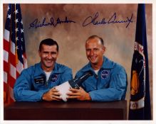 Richard Gordon JR and Charles Conrad signed 10x8 inch colour photo pictured in boiler suits