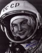 Valentina Tereshkova signed 10x8inch black and white spacesuit photo. From single vendor Space