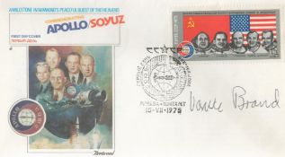 Vance D. Brand signed Apollo/Soyuz commemorative cover PM Mockba Noytamt 15.VII.1975. From single