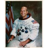 Ronald E. Evans signed NASA original 10x8 inch colour photo pictured in white space suit