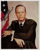 Scott Carpenter signed 10x8inch colour official NASA photo in business suit. From single vendor