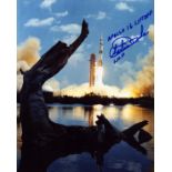 Charles M Duke JR signed 10x8 inch colour photo picturing Apollo 16 launch inscribed Apollo 16