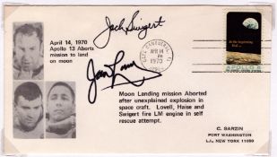 Apollo 13 multi signed cover includes crew members Jim Lovell and Jack Swigert PM Cape Canaveral