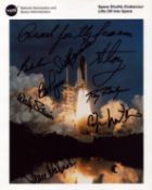 Endeavour lifts off into space signed 10x8inch colour NASA photo. Signed by 8. Gordon Cooper,