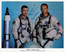 Michael Collins signed NASA 10x8 inch Gemini X prime crew official photo dedicated. From single