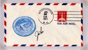 James B. Irwin signed Apollo 15 commerative envelope via air mail PM Washington Jul 26 A.M 1971 D.C.