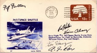 747/Space shuttle cover signed by Fitz Fulton, Vic Horton, Vince Abaney, Ken Haugen and A J Roy.