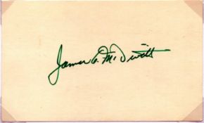 James A. McDivitt signed 5x4 white card. From single vendor Space Astronaut collection including