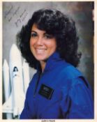 Judith A Resnik signed official NASA 10x8inch colour photo. Dedicated. From single vendor Space