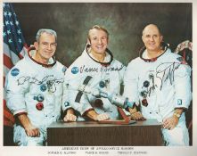 Donald K. Slayton, Vance D. Brand and Thomas P. Stafford signed NASA original 10x8 American Crew