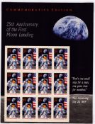 Apollo XI 25th Anniversary of the First Moon Landing stamp sheet. From single vendor Space Astronaut