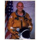 Thomas K. Mattingly II signed NASA original 10x8 inch colour photo pictured in orange space suit