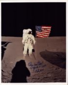 Edgar Mitchell signed 10x8 inch colour photo pictured on the moon inscribed Apollo 14 LMP Feb