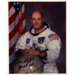 Thomas P. Stafford signed 10x8 inch colour photo pictured in space suit. From single vendor Space
