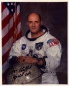 Thomas P. Stafford signed 10x8 inch colour photo pictured in space suit. From single vendor Space
