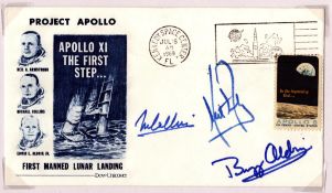 Neil Armstrong, Michael Collins and Buzz Aldrin signed Apollo XI First Manned Lunar Landing