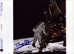 Buzz Aldrin signed 10x8 inch original NASA colour photo pictured during the Apollo XI moon landing