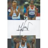 Athletics Mo Farah 12x8 inch signature piece includes signed white card and three colour photos