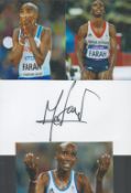 Athletics Mo Farah 12x8 inch signature piece includes signed white card and three colour photos