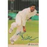 Cricket Mushtaq Ahmed signed 12x8 inch colour magazine photo. Good condition. All autographs are