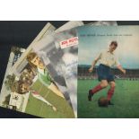 Football collection 5 signed 12x8 colour magazine pictures include Tom Finney, Joe Royle, John Bond,