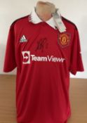 Football Tyrell Malacia signed Manchester United replica home shirt size 2xl. Tyrell Johannes Chicco