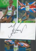 Athletics Mo Farah 12x8 inch signature piece includes signed white card and three colour photos