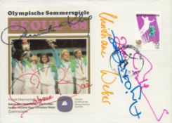 Olympics Germany multi signed Team Foil Fencing Seoul 88 gold medalists includes Anja Fichtel-