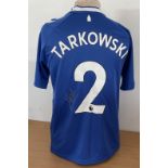 Football James Tarkowski signed Everton replica home shirt size small. James Alan Tarkowski (born 19