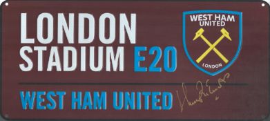 Football Harry Redknapp signed West Ham United London Stadium E20 metal road sign. Good condition.