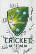 Cricket Australia multi signed 16x10 sheet includes 14 signatures. Good condition. All autographs